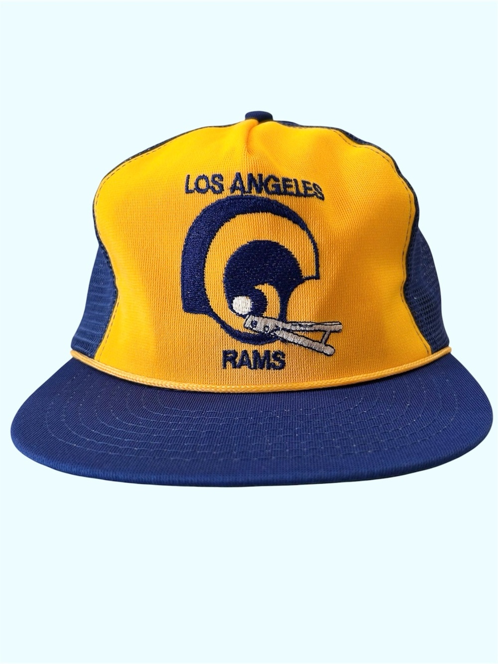 Vintage 80s 90s Los Angeles Rams NFL Football Mesh Trucker Hat SnapBack Rope